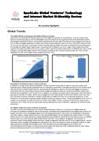 Sparklabs Global Ventures' Technology and Internet Market Bi-Monthly Review Global Trends