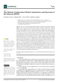 Top–Bottom Condensation Model: Symmetries and Spectrum of the Induced 2HDM