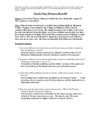 A Letter from Jefferson to Edward Coles