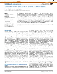 An Evolutionary Perspective on the Crabtree Effect