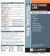 Fox Chase Line Public Timetable Layout 13