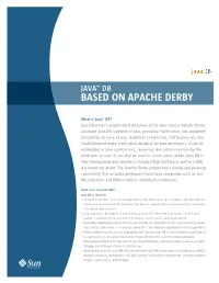 Java DB Based on Apache Derby