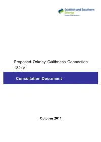 Proposed Orkney Caithness Connection 132Kv Consultation
