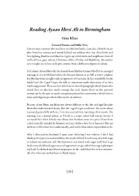 Reading Ayaan Hirsi Ali in Birmingham