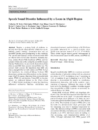 Speech Sound Disorder Influenced by a Locus in 15Q14 Region