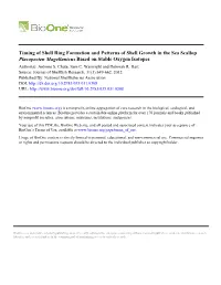 Timing of Shell Ring Formation and Patterns of Shell Growth in the Sea Scallop Placopecten Magellanicus Based on Stable Oxygen Isotopes Author(S): Antonie S