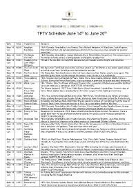 TPTV Schedule June 14Th to June 20Th