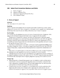 VIII. Select Post-Conviction Motions and Writs A