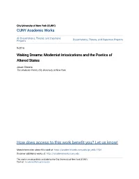 Waking Dreams: Modernist Intoxications and the Poetics of Altered States