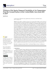 Analysis of the Spatio-Temporal Variability of Air Temperature Near the Ground Surface in the Central Baltic Area from 2005 to 2019