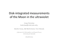 Disk-‐Integrated Measurements of the Moon in the Ultraviolet