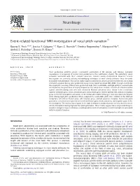 Event-Related Functional MRI Investigation of Vocal Pitch Variation☆