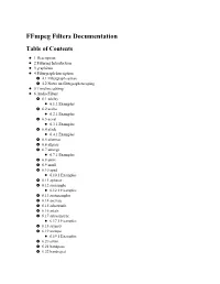 Ffmpeg Filters Documentation Table of Contents