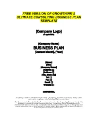 Free Version of Growthinks Consulting Business Plan Template
