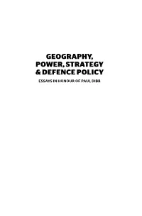 Geography, Power, Strategy & Defence Policy
