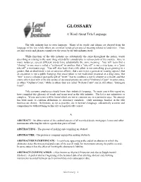 Title Glossary