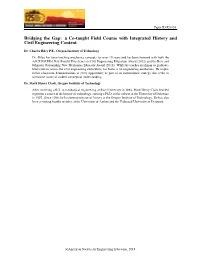 A Co-Taught Field Course with Integrated History and Civil Engineering Content