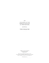 Didache: the Teaching of the Twelve Apostles