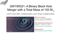 GW190521: a Binary Black Hole Merger with a Total Mass of 150 M