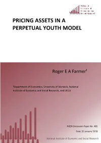 Pricing Assets in a Perpetual Youth Model