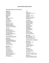 Recent FMS Internship Sites