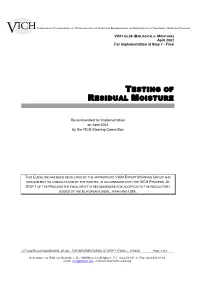 Testing of Residual Moisture
