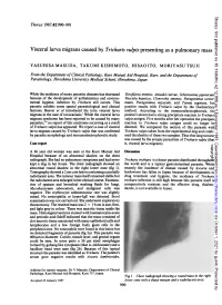 Visceral Larva Migrans Causedby Trichuris Vulpis Presenting As A