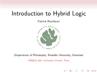 Introduction to Hybrid Logic