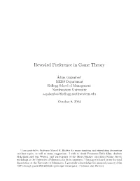 Revealed Preference in Game Theory