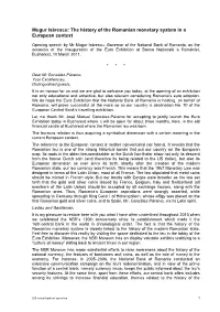 The History of the Romanian Monetary System in a European Context