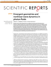 Emergent Geometries and Nonlinear-Wave Dynamics in Photon Fluids Received: 06 November 2015 F