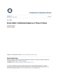 Ernest Gellner: Civilizational Analysis As a Theory of History
