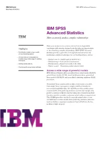 IBM SPSS Advanced Statistics Business Analytics