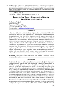 Issues of Shia Hazara Community of Quetta, Balochistan: an Overview Dr
