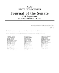 Journal of the Senate 97Th Legislature REGULAR SESSION of 2013