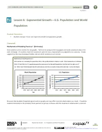 Lesson 6: Exponential Growth—U.S. Population and World Population