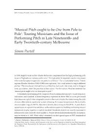 'Musical Pitch Ought to Be One from Pole to Pole': Touring Musicians and the Issue of Performing Pitch in Late Nineteenth