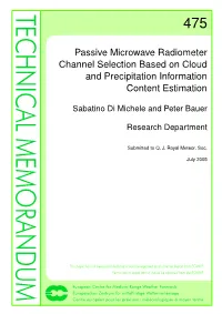 Passive Microwave Radiometer Channel Selection Based on Cloud and Precipitation Information Content Estimation