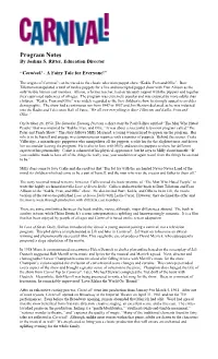 Program Notes by Joshua S