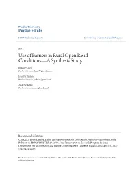 Use of Barriers in Rural Open Road Conditionsâ•ﬂa Synthesis Study
