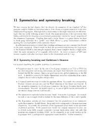 11 Symmetries and Symmetry Breaking