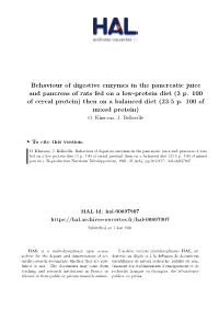 Behaviour of Digestive Enzymes in the Pancreatic Juice and Pancreas of Rats Fed on a Low-Protein Diet (3 P
