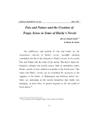 Fate and Nature and the Creation of Tragic Sense in Some of Hardy's
