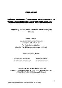 FINAL REPORT RIVERINE BIODIVERSITY MONITORING with REFERENCE to TRUE MANGROVES in COMPARISON with PREFLOOD DATA Impact of Floods