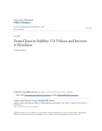 From Chaos to Stability: U.S. Policies and Interests in Honduras Cristian Arntson