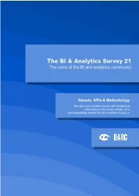 Sample, Kpis and Methodology the BI & Analytics Survey 21