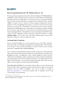 Sony Group Statement on U.K. Modern Slavery Act