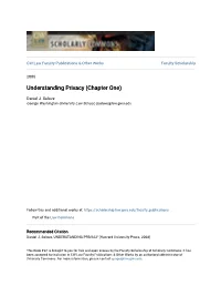 Understanding Privacy (Chapter One)