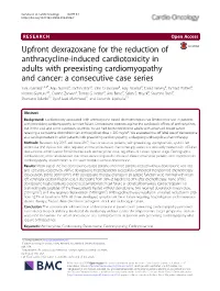 Upfront Dexrazoxane for the Reduction of Anthracycline-Induced