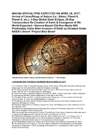 MAYAN APOCALYPSE EXPECTED on APRIL 28, 2017: Arrival Of
